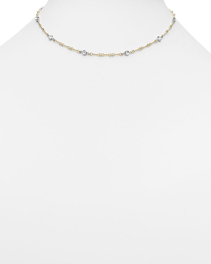 Shop Roberto Coin 18k Yellow And White Gold Diamond Station Necklace, 16 In White/gold