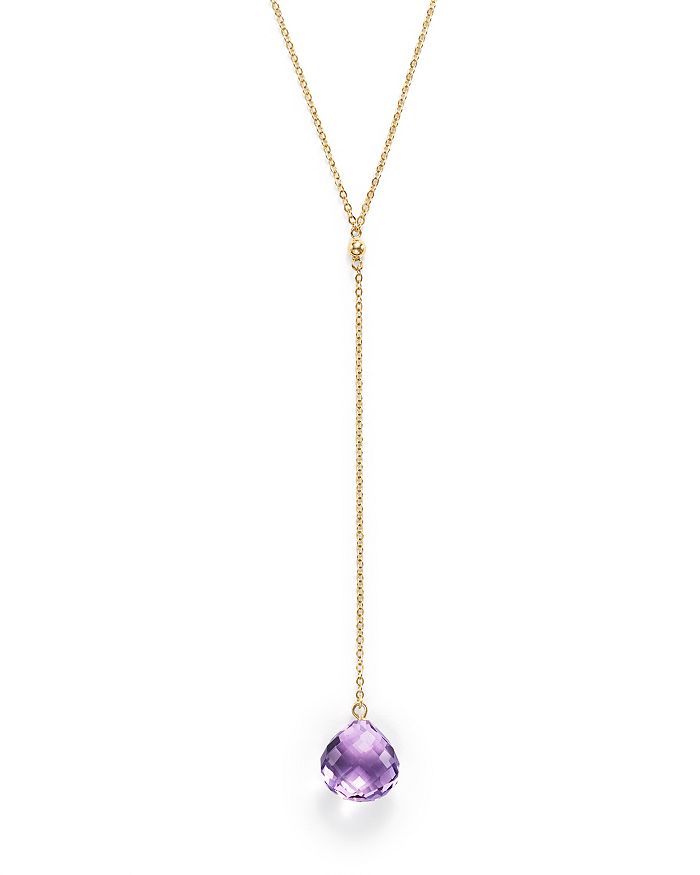 Bloomingdale's Amethyst Briolette Y-necklace In 14k Yellow Gold, 22 - 100% Exclusive In Purple/gold