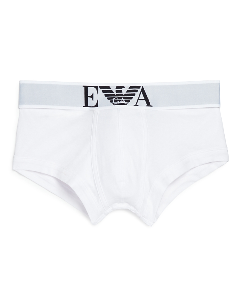 Emporio Armani Stretch Cotton Trunks In White