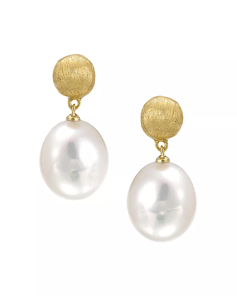 Marco Bicego Africa Pearl Collection 18K Yellow Gold and Cultured Freshwater Pearl Drop Earrings
