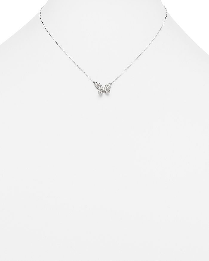 Shop Bloomingdale's Diamond Pave Butterfly Pendant Necklace In 14k White Gold, 0.35 Ct. T.w.