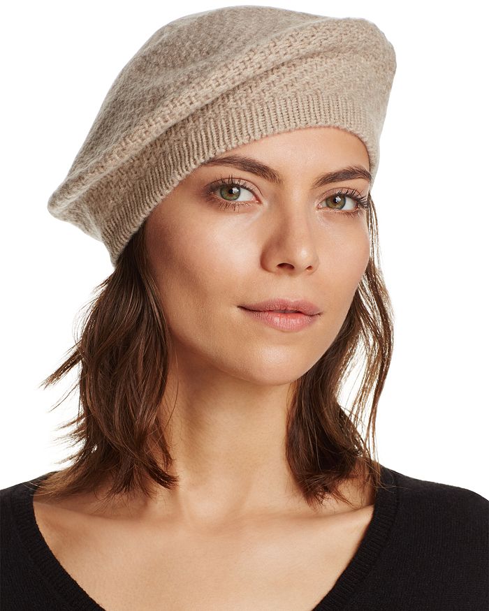 C By Bloomingdale's Waffle Knit Cashmere Beret - 100% Exclusive In Light Oatmeal