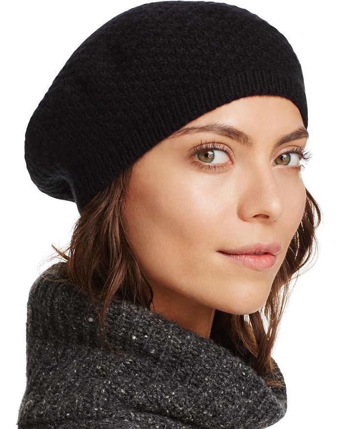 C By Bloomingdale's Waffle Knit Cashmere Beret - 100% Exclusive In Black
