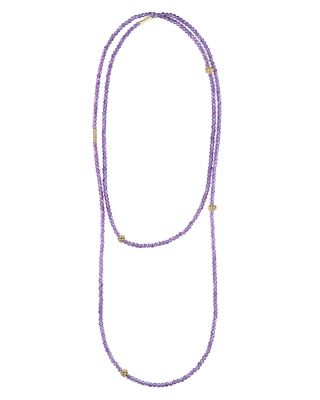 LAGOS - 18K Gold and Amethyst Single Strand Caviar Icon Station Necklace, 34"