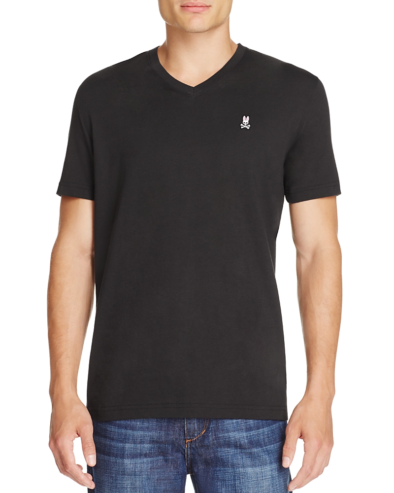 Psycho Bunny Classic V Neck T Shirt Black In Black