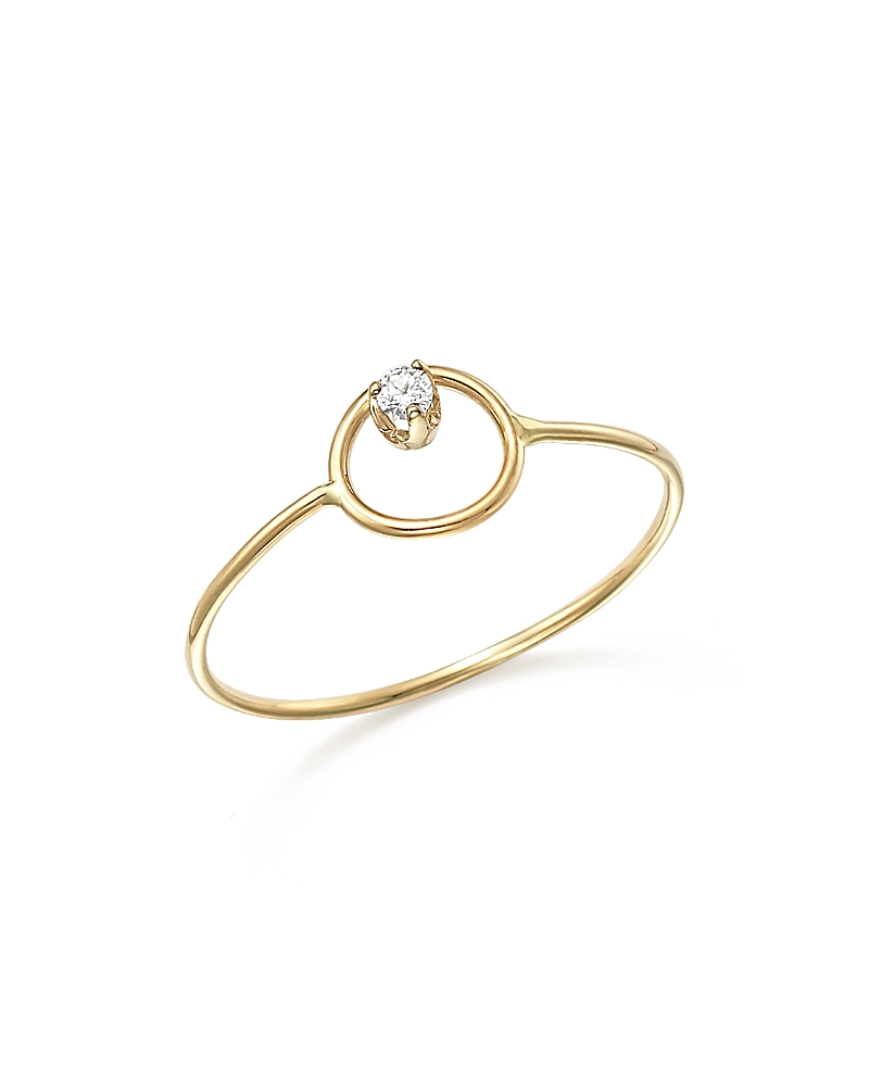 Zoë Chicco 14k Yellow Gold Paris Small Circle Diamond Ring In White/gold