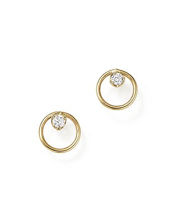 Zoë Chicco 14K Yellow Gold Paris Small Circle Diamond Earrings ...