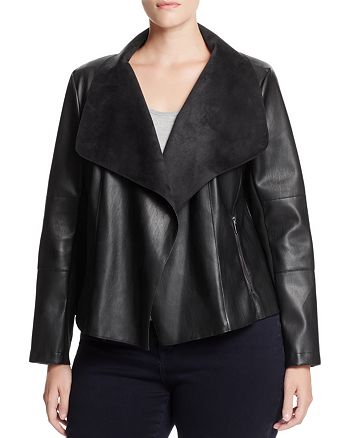 Bagatelle Plus Draped Faux Leather Jacket | Bloomingdale's