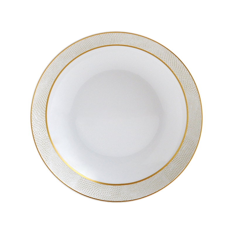 Bernardaud Sauvage White Coupe Soup Plate In Gold/white