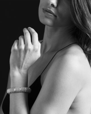 Sterling Silver Signature Caviar Bracelet with 18K Yellow Gold Stations