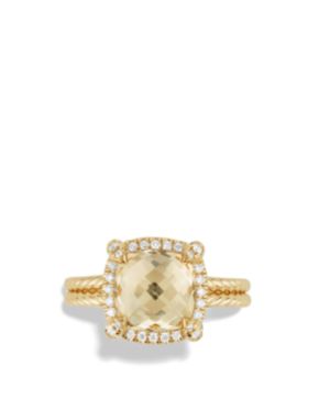 David Yurman Châtelaine Pavé Bezel Ring with Champagne Citrine and