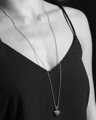 Sterling Silver Beaded Heart Pendant Necklace