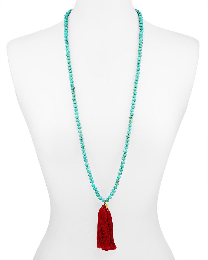 Chan Luu Turquoise Tassel Pendant Necklace 36