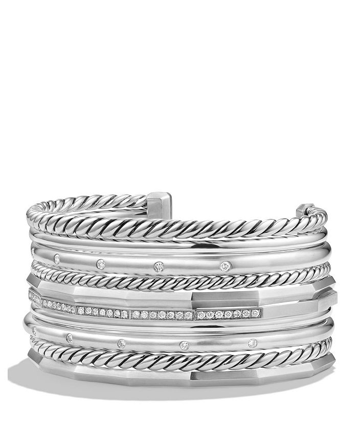 David Yurman Stax Wide Cuff Bracelet with Diamonds | Bloomingdale's