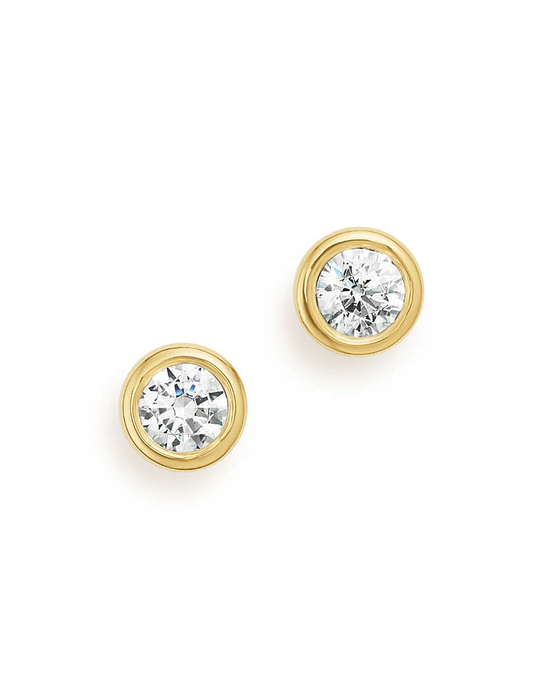 Diamond Bezel Stud Earrings in 14K Yellow Gold, 0.33 tcw