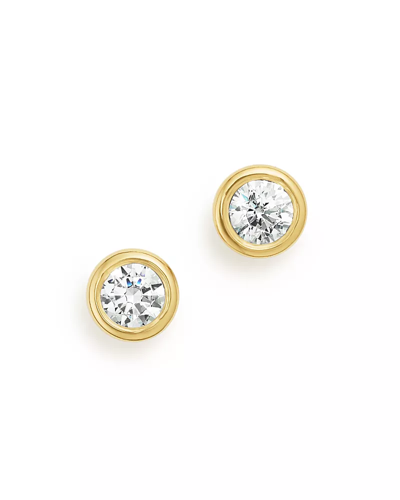 Diamond Bezel Stud Earrings in 14K Yellow Gold, 0.33 tcw