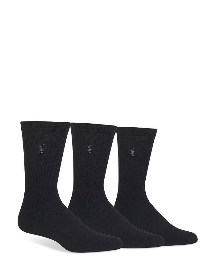 Shop Polo Ralph Lauren Assorted Cushioned Crew Socks - Pack Of 3 In Black