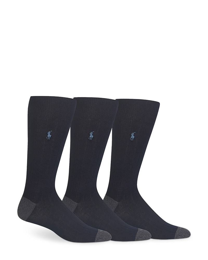 Polo Ralph Lauren Soft Touch Rib Knit Trouser Socks - Pack Of 3 In Navy