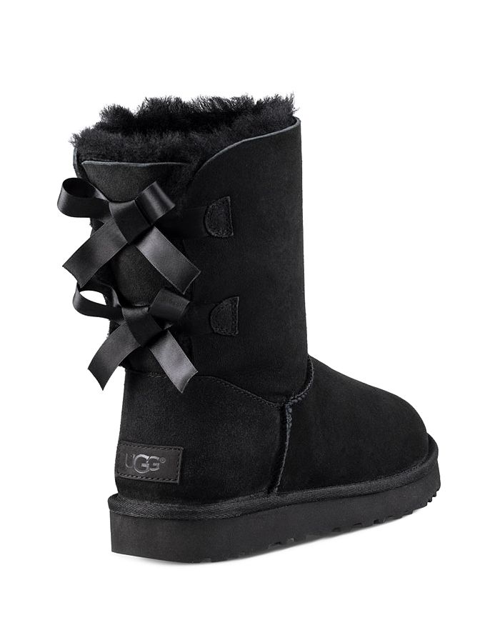 Ugg Ladies Black Bailey Bow Sheepskin Boots | ModeSens