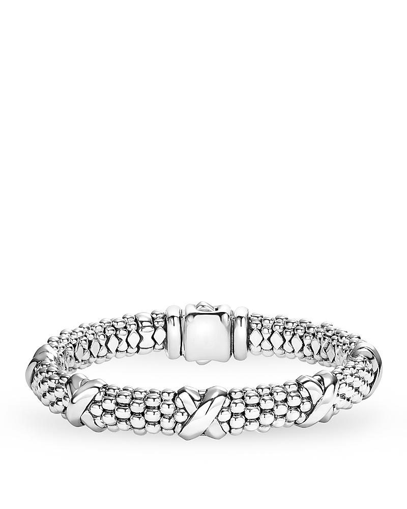 Lagos Signature Sterling Silver X Station Caviar Bracelet
