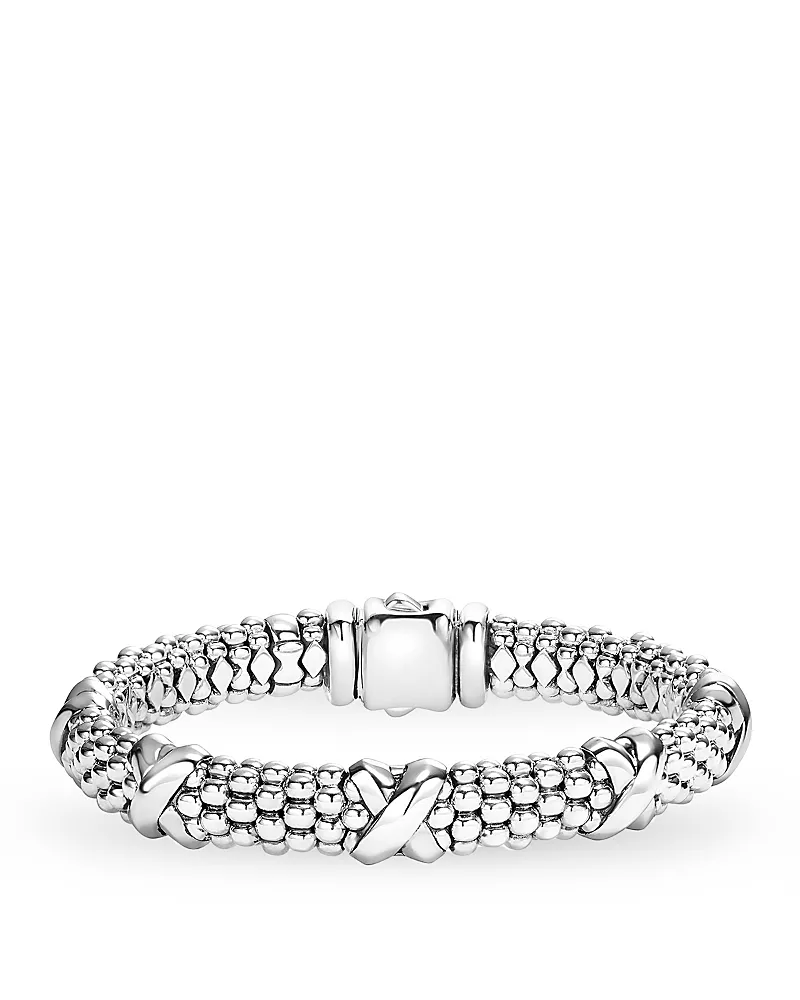 Lagos Signature Sterling Silver X Station Caviar Bracelet
