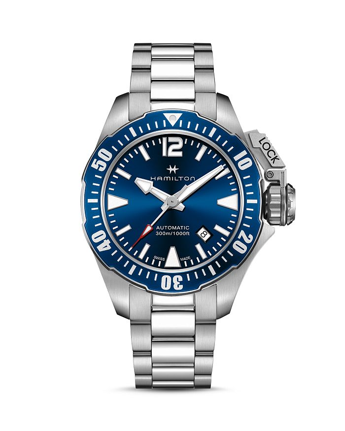 Hamilton Khaki Navy Frogman Automatic Blue Dial Mens Watch H77705145 In Blue/silver