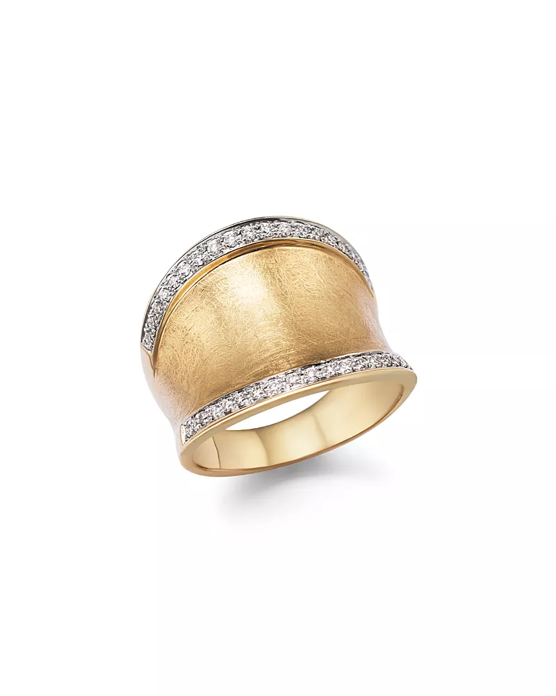Diamond Wide Band in Matte 14K Yellow Gold, .30 tcw