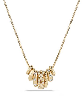 David Yurman - Stax Rondelle Pendant Necklace with Diamonds in 18K Gold