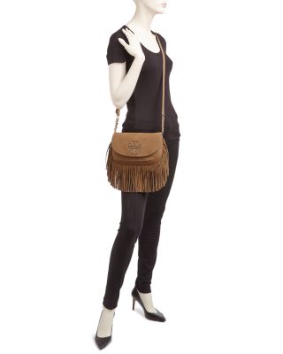 Tory Burch Harper Fringe Mini Leather Crossbody | Bloomingdale's
