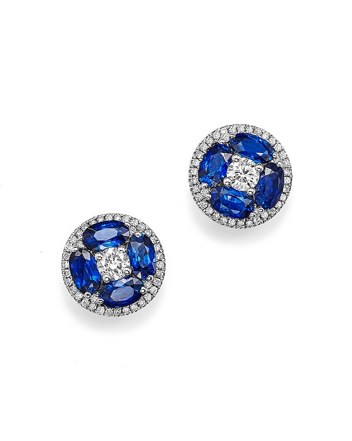 Bloomingdale's - Sapphire and Diamond Stud Earrings in 14K White Gold&nbsp;- 100% Exclusive