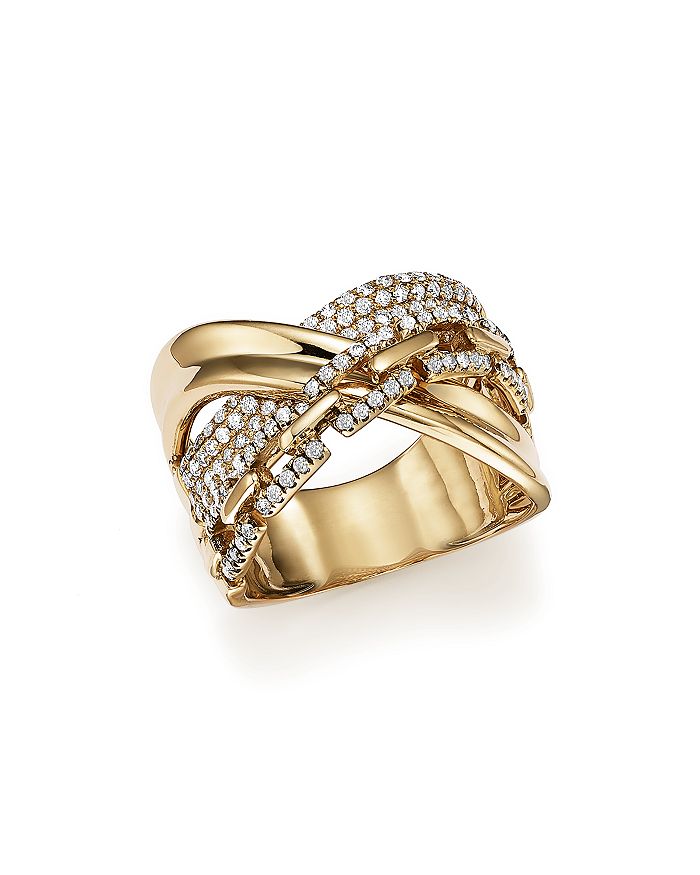 Bloomingdale's Diamond Crossover Ring In 14k Yellow Gold, .75 Ct. T.w. - 100% Exclusive In White/gold