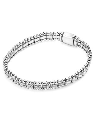 Sterling Silver Caviar Spark Diamond Link Bracelet
