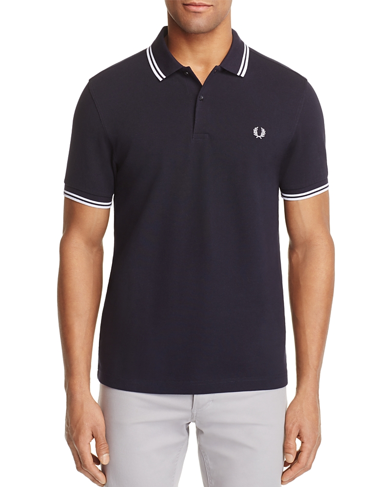 Fred Perry Reissues Original Twin Tipped Polo Navy Ice Ice In Navy/white