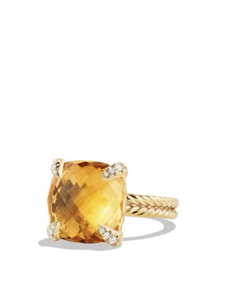 Ch&acirc;telaine Ring with Citrine and Diamonds in 18K Gold