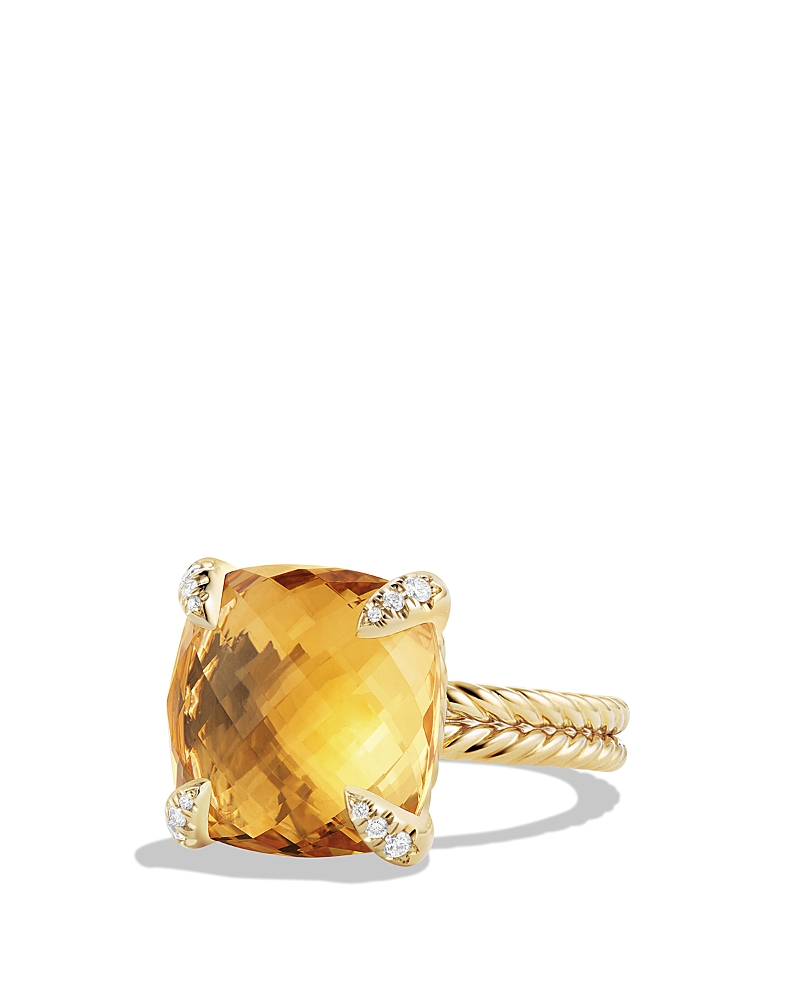 David Yurman Chatelaine Ring with Citrine and Diamonds in 18K Gold