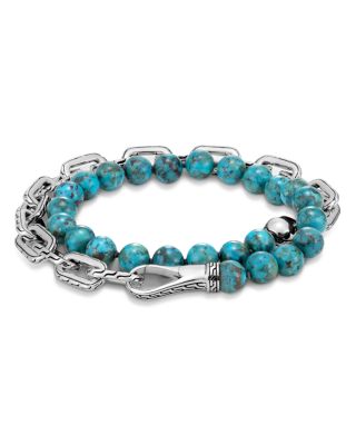 Triple Wrap Turquoise Bead sale Bracelet Sterling Silver