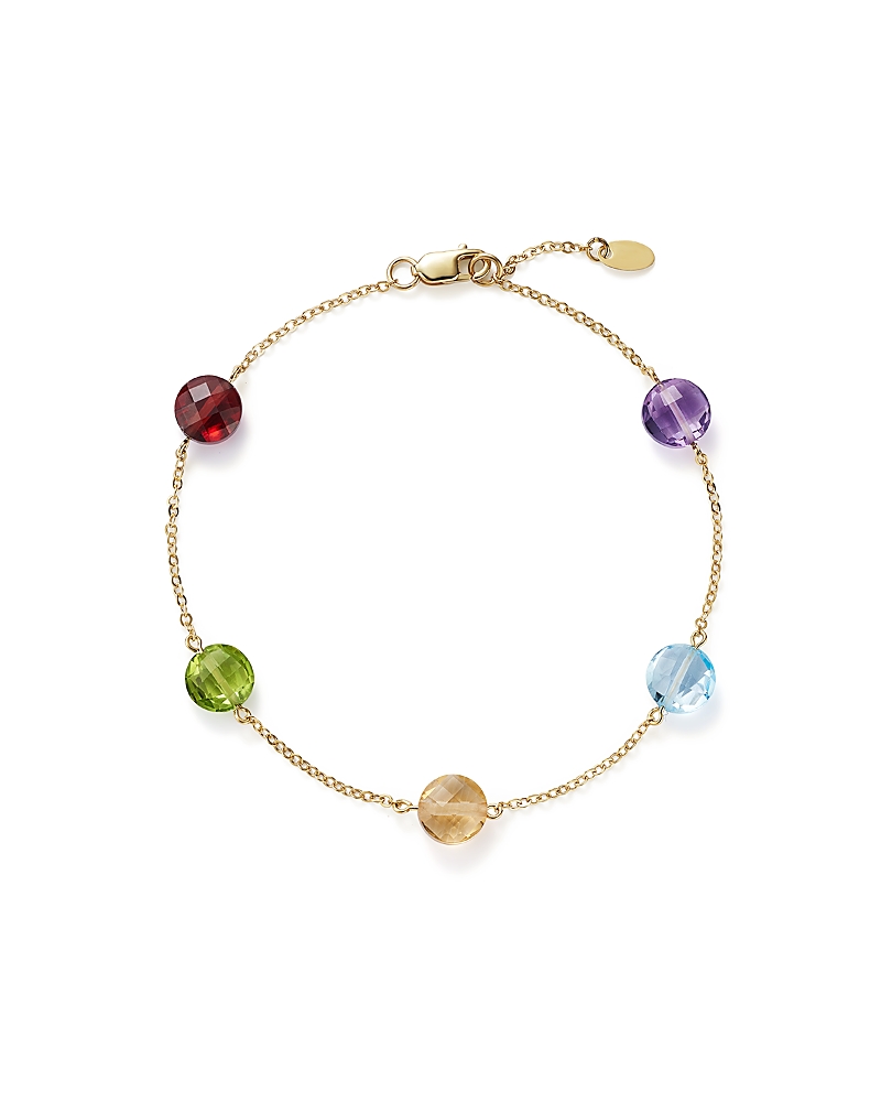 Multi Gemstone Station Bracelet in 14K Yellow Gold
