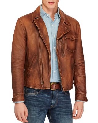 ralph lauren leather jacket brown