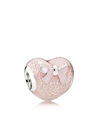 Pink Heart 2 PC Magnetic Sterling Silver & Crystals Bead Charm by The Black Bow Jewelry Co.