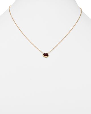 Garnet Bezel Pendant Necklace in 14K Yellow Gold, 18" 
