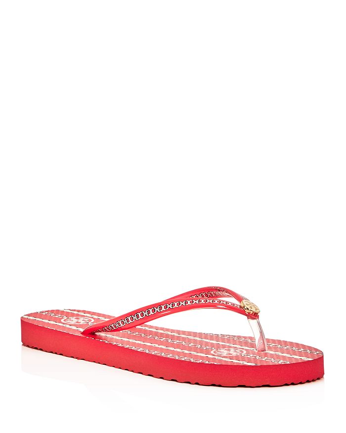 Tory burch printed thin flip flops sale