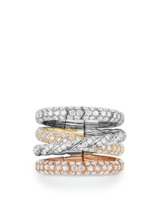 Pav&eacute; Flex Four Row Ring with Diamonds in 18K Gold