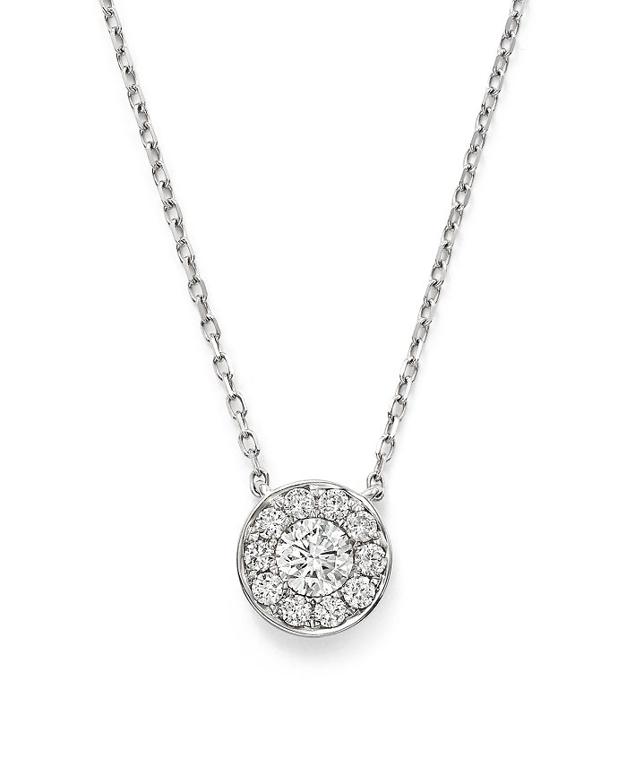 Bloomingdale's Diamond Cluster Round Bezel Pendant Necklace In 14k White Gold, .30 Ct. T.w. - 100% Exclusive