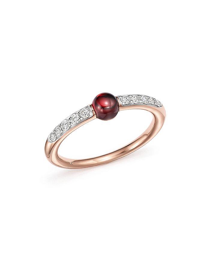 Shop Pomellato M'ama Non M'ama Ring With Garnet And Diamonds In 18k Rose Gold In Red/rose