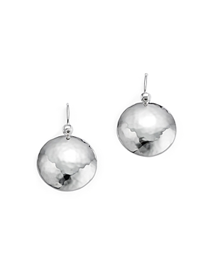 Ippolita Medium Hammered Sterling Silver Dome Disk Earrings With Diamond