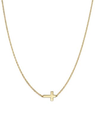 14K Yellow Gold Small Cross Necklace, 18 - Exclusive