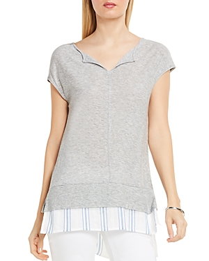 UPC 039373903946 product image for Vince Camuto Split Neck Layered Look Tee | upcitemdb.com