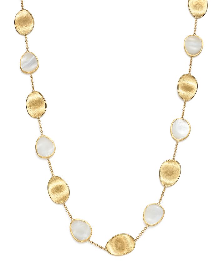 Shop Marco Bicego 18k Yellow Gold Lunaria Mother-of-pearl Collar Necklace, 16 In White/gold
