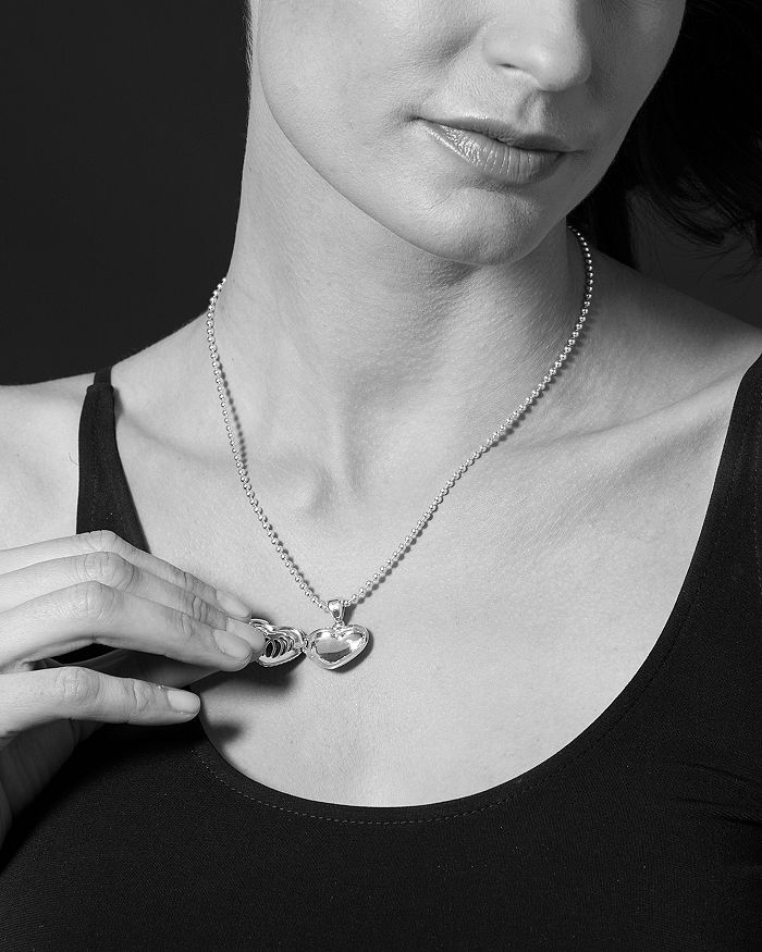 Lagos Sterling Silver Signature Caviar Fluted Heart Pendant Chain Necklace, 16 In Silver