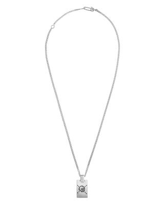 Gucci Sterling Gucci Ghost Dog Tag Necklace, 19.6" | Bloomingdale's